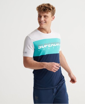 Superdry Training Graphic Block Férfi Pólók Fehér/Kék | EGRMQ3795